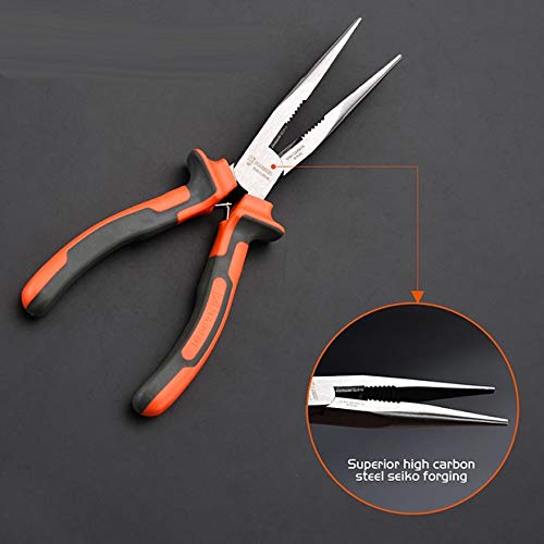 [Australia] - Edward Tools Pro-Grip Needle Nose Pliers 6” - Hard Carbon Steel Jaws - Spring Loaded Design for Easier Use - Ergo Soft Handle with Safety Ridge - Long Reach for Home, Fishing, Jewelry, Crafts (1) 1 