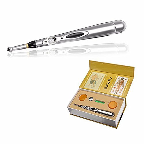 [Australia] - OFKPO Acupuncture Pen Meridian Pain Relief Massager Body Massage, Electronic Meridian Acupuncture Massager Pen (Silver) 