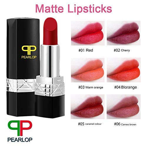 [Australia] - Pearlop’s High pigment, Waterproof, Moisturizing, Matte, Velvety, Long Lasting, 6 colors, Lipstick (6) 