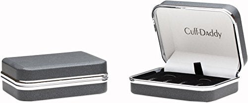 [Australia] - Mens Striped Onyx Mother of Pearl Tuxedo Cufflinks Studs (That Don't Spin) with Presentation Box 