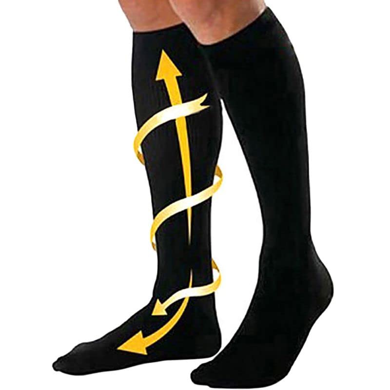 [Australia] - walgreen Xample Black Unisex Miracle Flight Travel Compression Socks Anti Swelling Fatigue DVT Support for Running,Sport, Medical, Athletic, Edema, Varicose Veins, Travel,Nursing, 7 - 12.5 