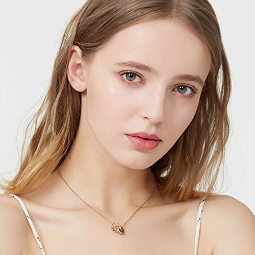 [Australia] - Showfay Necklace for Women, Roman Numeral Circle Necklace Suitable for Daily Life, at Work, or Party, Retro Women Necklace with Cubic Zirconia for Valentine’s Day/Holiday/Festival Gift Gold 