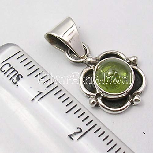 [Australia] - SilverStarJewel Sterling Silver Green Peridot Pendant 2.3 cm 1.9 Grams Jewellery Gift 