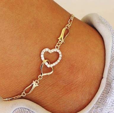 [Australia] - SOFTONES 14K Gold Anklets for Women Cute Zircon Heart Ankle Bracelets for Tenn Girls Boho Beach Foot Bracelet Jewelry Gifts B 