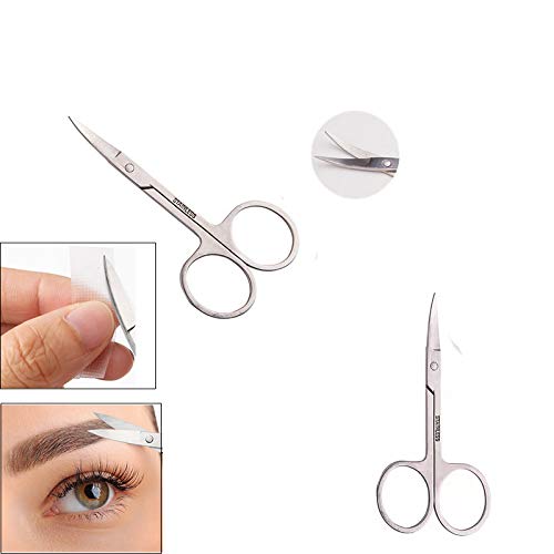 [Australia] - Small Curved Eyebrow Scissors Stainless Steel for Women Beauty Eyelash Extensions Shaping Facial Hair Small Scissors Mustache Beard Nose hair Eyelash trimmer Scissors Cuticle Trimming Remover Tool 1pcs Curved Eyebrow Scissors 