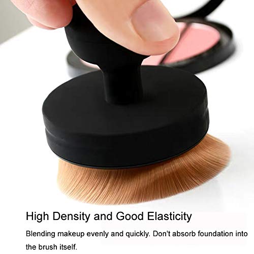 [Australia] - Flat round shaped Foundation Makeup Brush, Kabuki Liquid Foundation Brush Portable Cosmetic Brush Large Full Coverage Face Body Makeup Brush with Protective stand 