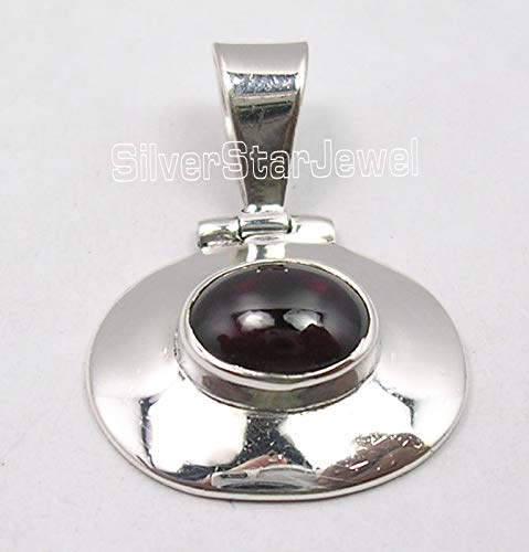 [Australia] - SilverStarJewel 925 Fine Silver Garnet January Birthstone Pendant 1.1" Brand New 