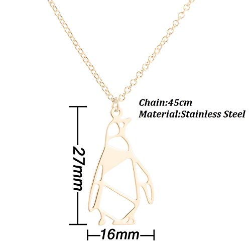 [Australia] - MUYUN Origami Penguin Geometric Necklace Classic Hollow Animal Pendant Jewelry gold 
