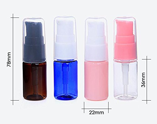 [Australia] - 6 Pack Empty 10ml Plastic Pump Bottles Cream Shampoo Lotion Pump Bottle Refillable Sample Travel Bottles Toiletries Liquid Container Jar Pot Vial for Cosmetic Make-up (Pink) Pink 