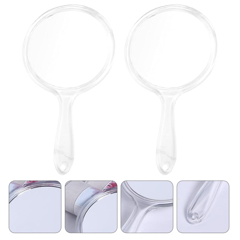 [Australia] - Minkissy Handheld Mirrors, 2Pcs Double- Sided Hand Mirror 1X/ 3X Magnifying Mirror Travel Makeup Mirror with Handle Makeup Tool (Clear) 