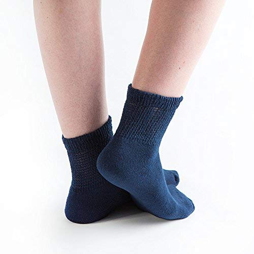 [Australia] - Doc Ortho Loose Fit Cotton Diabetic Socks for Men and Women, 3 Pairs, 1/4 Crew Navy X-Large 