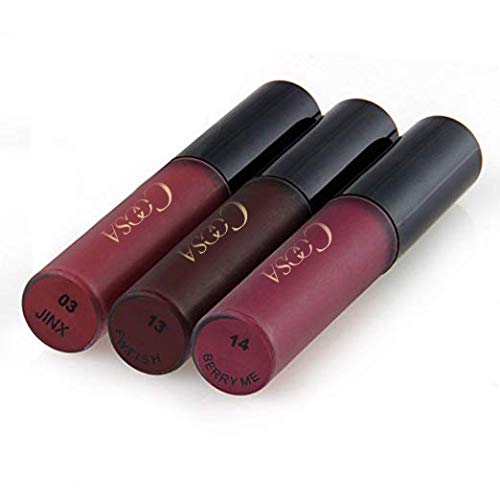 [Australia] - Coosa 3PCS of 3 Colors Madly MATTE Lipstick Non-stick Cup Waterproof Lipgloss-Set A 