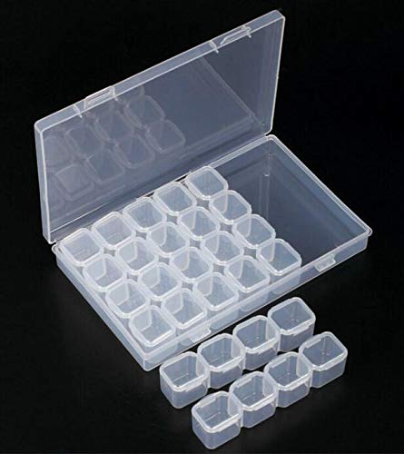 [Australia] - WOIWO 1PCS 28 Slots of Transparent Plastic Empty Storage Box, Used for Nail Tools Jewelry Beads Display Storage Box Storage Bag 