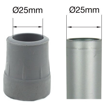 [Australia] - Qty: 4X 25mm 1" Heavy Duty Rubber Ferrules for Zimmer Frames - Grey - by Lifeswonderful® 