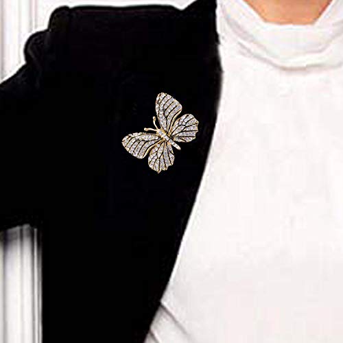 [Australia] - Tvoip Empress Monarch Winged Butterfly Swarovski Crystal Rhinestones Brooch Pin Silver 