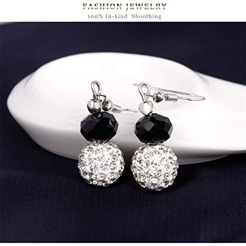 [Australia] - MJartoria Womens Black White Faux Pearls Necklace Earrings Bracelet Jewelry Sets (Black+White) 