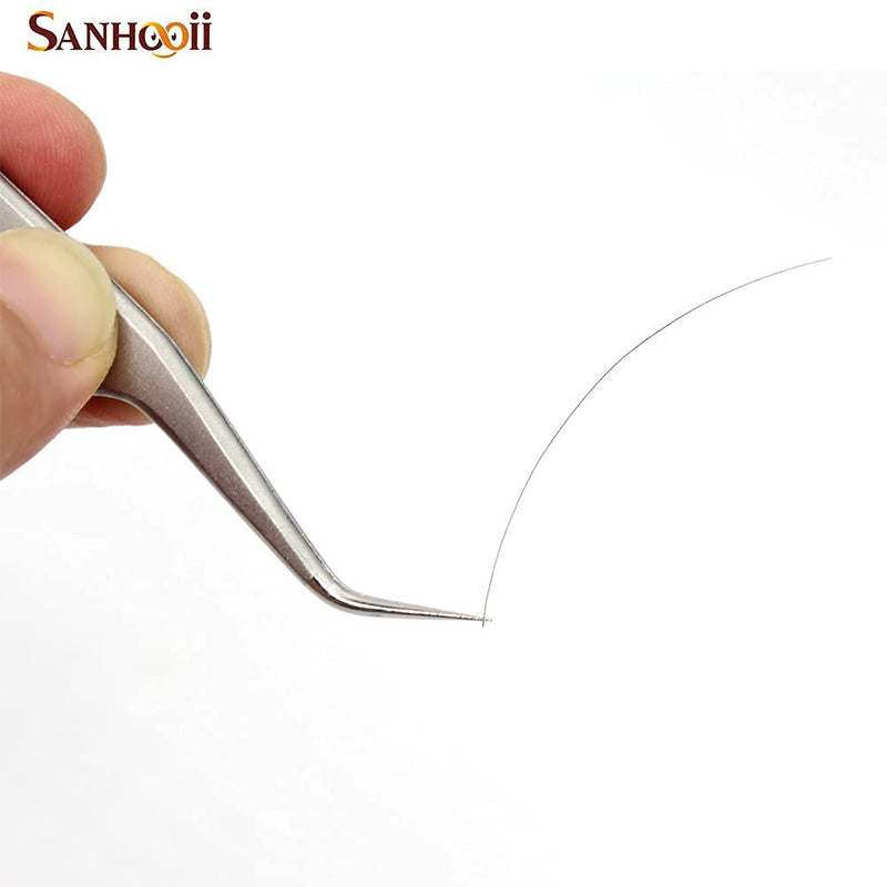 [Australia] - Sanhooii 4-Piece Tweezers Set Anti-Static Stainless Steel Precision ESD Tweezers 2 Straight 2 Curved for Tools for Electronics Jewellery Making Industry Grip Silver 