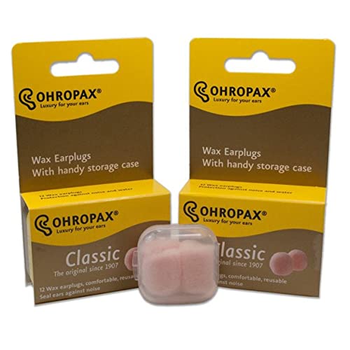 [Australia] - 2 Pack of Ohropax Reusable Wax/cotton Ear Plugs (24 Plugs Total) with Clear Carrying Case 