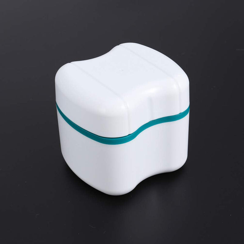 [Australia] - HEALLILY 2Pcs Denture Case Denture Cup with Strainer Retainer Case Denture Bath False Teeth Box Container for Home Travel (Green+Lake Green) Picture 1 