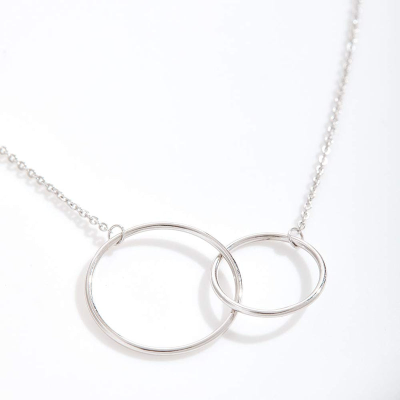 [Australia] - Dear Ava Maid of Honor Gift Necklace: Be My Bridesmaid Proposal, Matron of Honor, 2 Interlocking Circles (Silver-Plated-Brass, NA) 