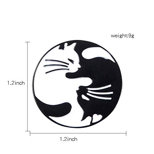 [Australia] - Black Enamel Color Magic Cat Safe Lapel Pin and Brooch Lazy Cat Lady Couples cat 