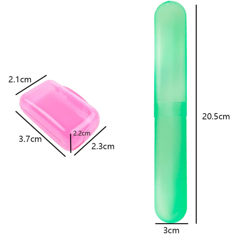 [Australia] - 4 Pcs Toothbrush Case Travel Cover with 4 Pcs Toothbrush Head Cover Portable Plastic Toothbrush Storage Case Toothbrush Container for Camping, Travel, Outdoor 