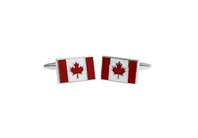 [Australia] - MRCUFF Presentation Gift Box Canada Flag Pair Cufflinks & Polishing Cloth 