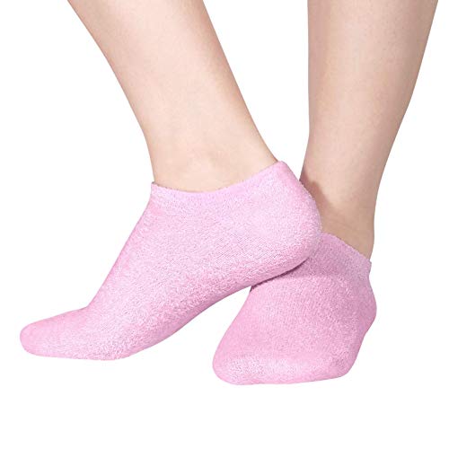 [Australia] - Fatuxz Moisturizing Gel Spa Socks Gloves Set for Soften Repairing Moisturizer Dry Cracked Hands Feet Skin Whitening Care Beauty Treatment Hydrating Cool Soft Silicone inside Pink 