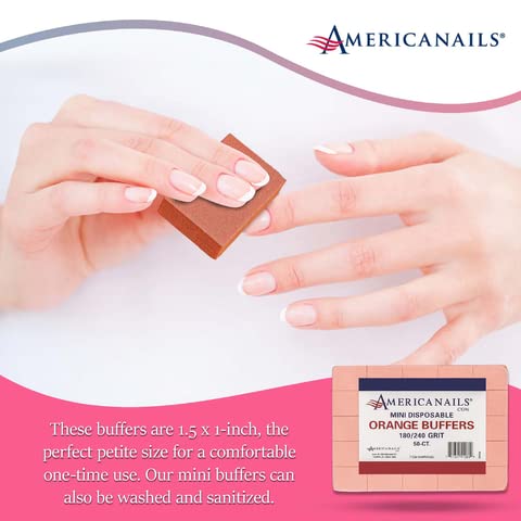 [Australia] - Americanails Mini Orange Buffers - (180/240 Grit) - Professional Salon Quality White Buffing Blocks for Nails - Buff Nails Prior to Application of Polish, Gel Polish, Gel, Acrylic, Double-Sided, 50 Ct Orange (180/240 Grit) 