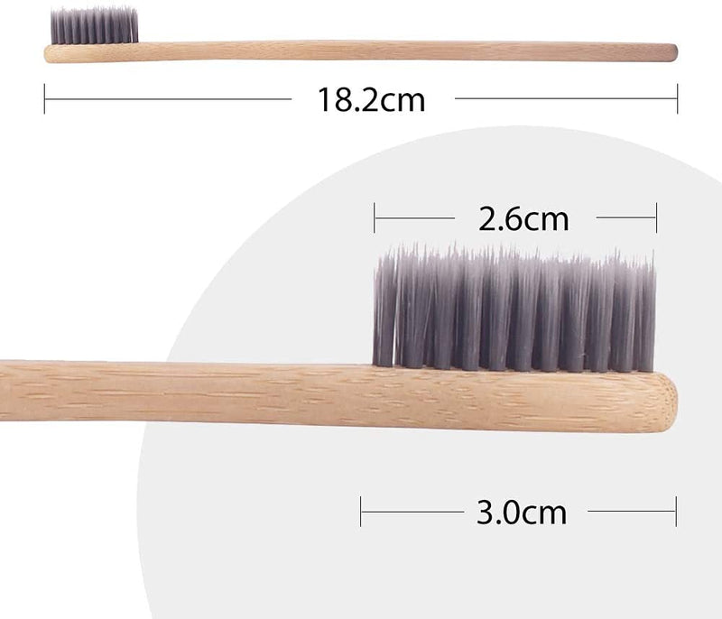 [Australia] - 12 Pcs Eco-Friendly Charcoal Toothbrushes Natural Bamboo | Biodegradable Soft Bristle Toothbrush(12 Pack) 12 Count (Pack of 1) 