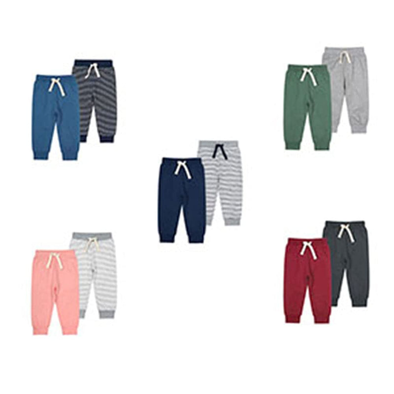 [Australia] - SUYEORLI Toddler Baby Boys Girls Joggers Pants Cotton Soild Color Stripes Sweatpants with Drawstring 1-6T Blue+stripes 12-18 Months 