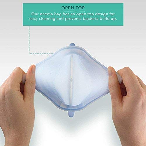 [Australia] - Silicone Enema Bag Kit | Non-Toxic, BPA- & Phthalates-Free | 2 Quart Bag | Extra Long Silicone Hose Assembly | 3 Tips/Nozzles | Stopcock Tap | Non-Return Valve | Stainless Steel Plastic Covered Hook 