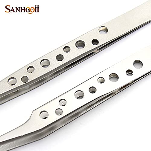 [Australia] - Sanhooii 4-Piece Tweezers Set Anti-Static Stainless Steel Precision ESD Tweezers 2 Straight 2 Curved for Tools for Electronics Jewellery Making Industry Grip Silver 
