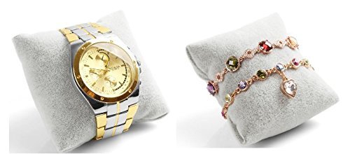 [Australia] - JUMUU 6Pc Velvet Pillow Bracelet, Watch, Bangle Jewelry Display Stand Set (Gray) Gray 