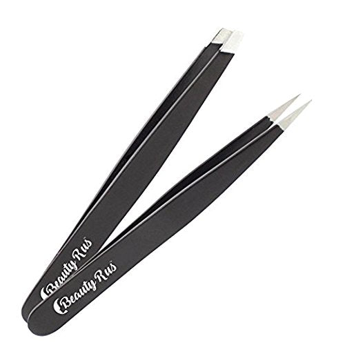 [Australia] - Professional Eyebrow Tweezers Set & Compact Pocket Mirror- Precision Pointed & Slant Tweezer Stainless Steel, Best for Eyebrows or Ingrown Hair for Women and Men - Perfect Beauty Gift Pack Value Pack 