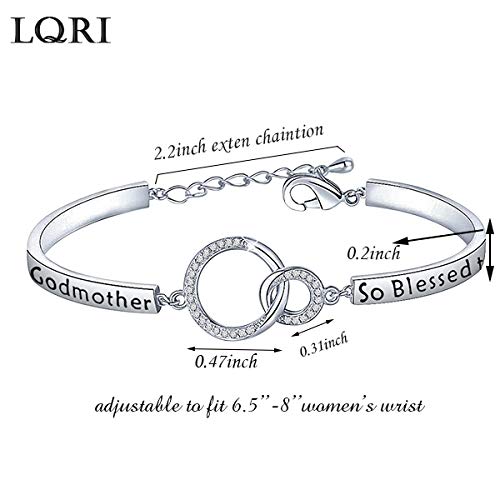 [Australia] - LQRI Godmother Bracelet So Blessed to Have You in My Life Interlocking Circles Bracelet Religious Jewelry Christening Baptism Gift for Godmother sliver 