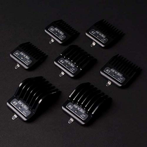 [Australia] - Andis Master Series Premium Metal Hair Clipper Attachment Comb 7 Piece Set, Black, 1 Count (Pack of 7) 