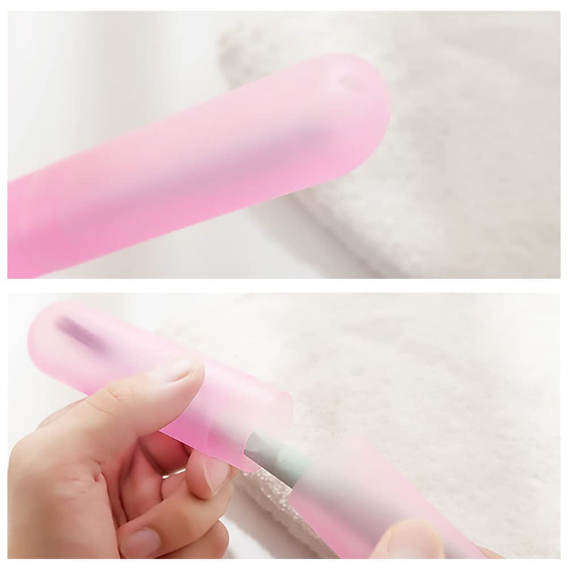 [Australia] - 4 Pcs Toothbrush Case Travel Cover with 4 Pcs Toothbrush Head Cover Portable Plastic Toothbrush Storage Case Toothbrush Container for Camping, Travel, Outdoor 