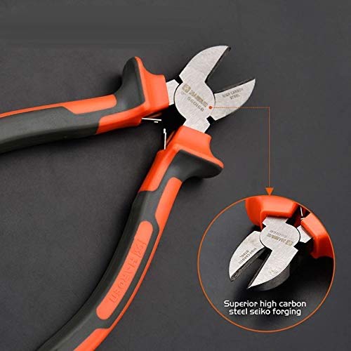 [Australia] - Edward Tools Harden Pro Wire Cutters Diagonal Pliers 6” - Heavy Duty Side Flush Cutters for Wire, Zip Ties, Crafting, Electrical Wire - Fine Carbon Steel - Spring Loaded Ergo Grip Handle (1) 1 