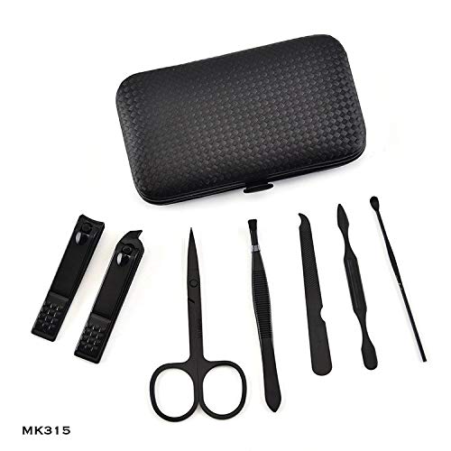 [Australia] - Manicure Pedicure Set | Nail Clippers | Scissors | Tweezers | Ear-pick | Black Stainless steel Men Women Travel Size Nail Grooming Tool Kit Blue 