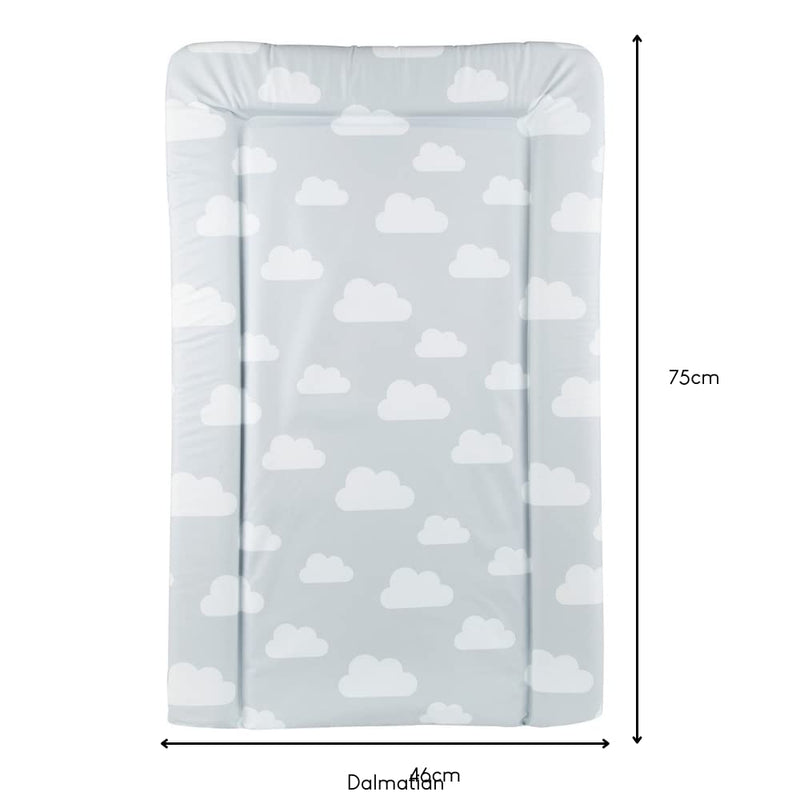 [Australia] - CuddleCo Baby Nappy Changing Mat - Waterproof, Anti-Roll Nursery Changing Table Topper with Curved Sides and Raised Edges - Clouds 