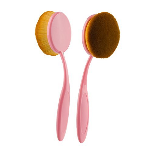 [Australia] - BeautyCoco Oval Toothbrush Makeup Brush Set Foundation Brushes Contour Powder Blush Conceler Brush Makeup Cosmetic Tool Set Rose Gold with Gift Box (Pink) Pink 