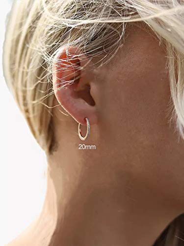 [Australia] - Yoltnes Sterling Silver Hoop Earrings for Women, 925 Sterling Sliver Hoop Earrings for Girls, 3 Pairs of Cubic Zirconia Hoop Earrings Set for Men, Hypoallergenic huggie hoop earrings, Sizes 13/15/20mm 