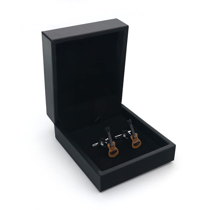 [Australia] - iGame Men's Cute Guitar Cufflinks Coffee Color Fashion Music Cuff Links Quality Gift Box For Music Lover 