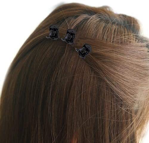[Australia] - 12 Pcs Mini Hair Clips Plastic Hair Accessories Clips Hair Claws Pins Clamps for Girls, Women (Black) 12pcs Black 