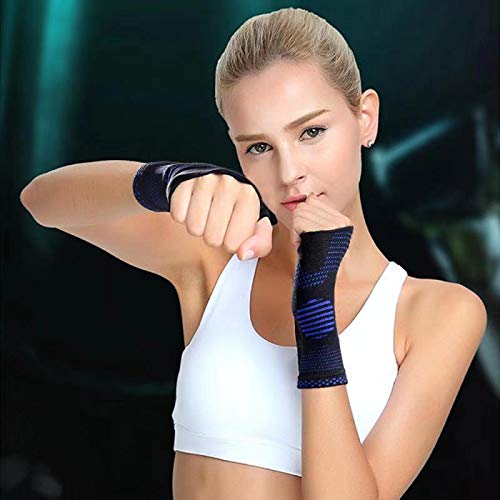 [Australia] - ABYON Wrist Compression Sleeves (Pair) for Carpal Tunnel and Pain Relief Treatment,Wrist Support for Women and Men.Breathable and Sweat-Absorbing carpal tunnel wrist brace Blue Medium 