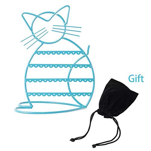 [Australia] - Earring Holder Stand Earring Holder Organizer with B'onus | earring holder for girls in cat shape Blue 
