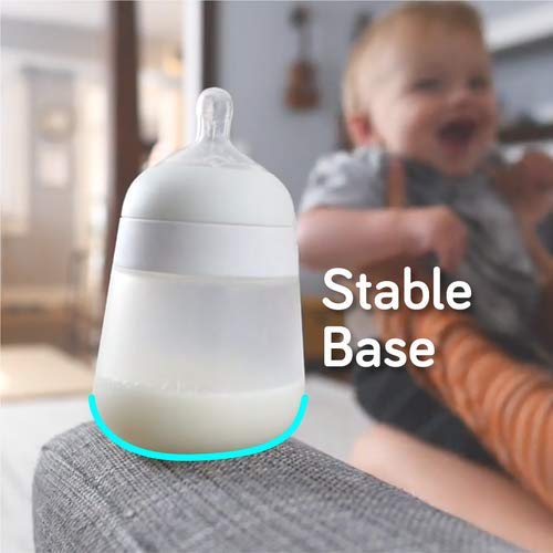 [Australia] - Nanobebe Flexy Silicone Baby Bottles, Anti-Colic, Natural Feel, Non-Collapsing Nipple, Non-Tip Stable Base, Easy to Clean, 3-Pack, Gray, 270ml 3 Count (Pack of 1) Grey 