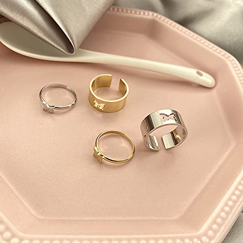 [Australia] - CSIYANJRY99 2 Pcs Butterfly Couples Rings Set for Women Teen Girls Cute Butterfly Matching Rings for Best Friends BFF Boyfriend Girlfriend Gold 