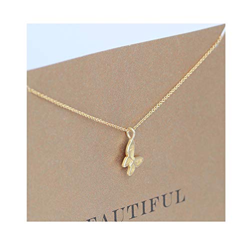 [Australia] - Message Card Compass Pendant Necklace Friendship Good Luck Elephant Pendant Chain Necklace with Gift Card Gold Butterfly 